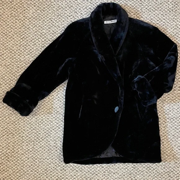 Vintage 80s/90s Donnybrook Oversized Plush Faux Fur Coat - Black - Picture 3 of 13